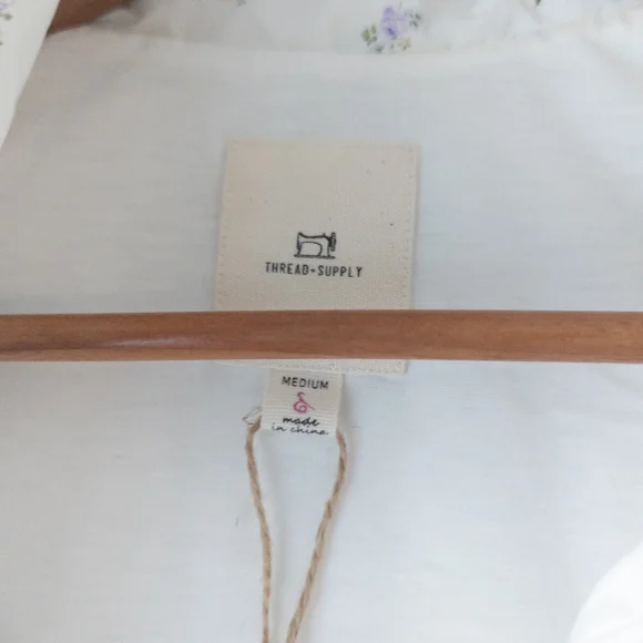 Thread & Supply White Floral Quilted Puffer Vest Purple/Cream - Medium - Picture 7 of 10